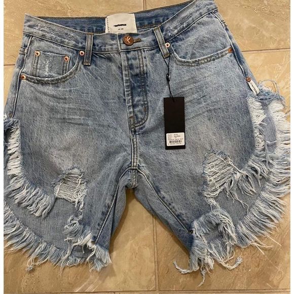 ONE TEASPOON Frankies Long Length Denim Short Cobaine Size 27 - Picture 6 of 10